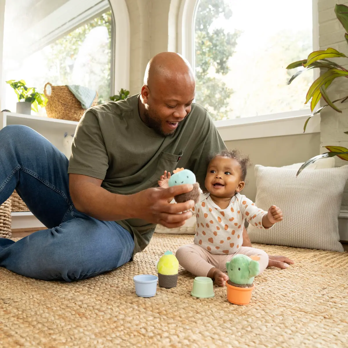 Ingenuity Calm Springs Nesting Rattles for Baby 3 Months & Up, Stackable Toys, BPA-Free Multi-Texture Rattle Set of 3, Unisex - view 3