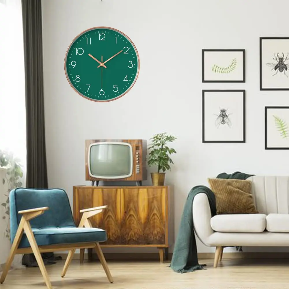 YTAONS 12 in Wall Clock Non-Ticking Quartz Silent Battery Operated Round Clocks (Green) | Modern Living Room Decor - view 4