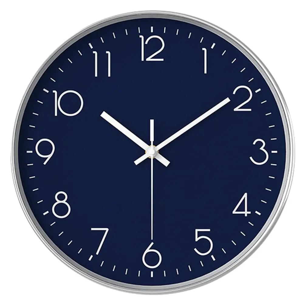 YTAONS 12-inch Silent Non-Ticking Wall Clock with Arabic Numerals | Modern Navy Blue Decor - main product image