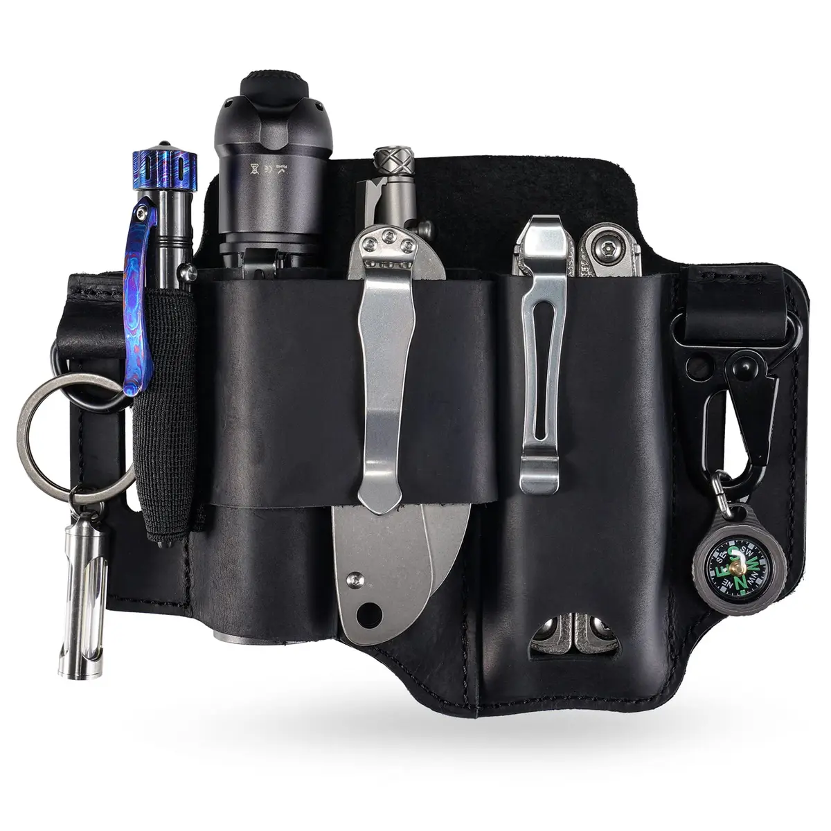 Sayram ST1 Leather Multitool Sheath, EDC Belt Organizer with Clip Black | Handcrafted Leather, Fits Most Multitools & Belts - main product image