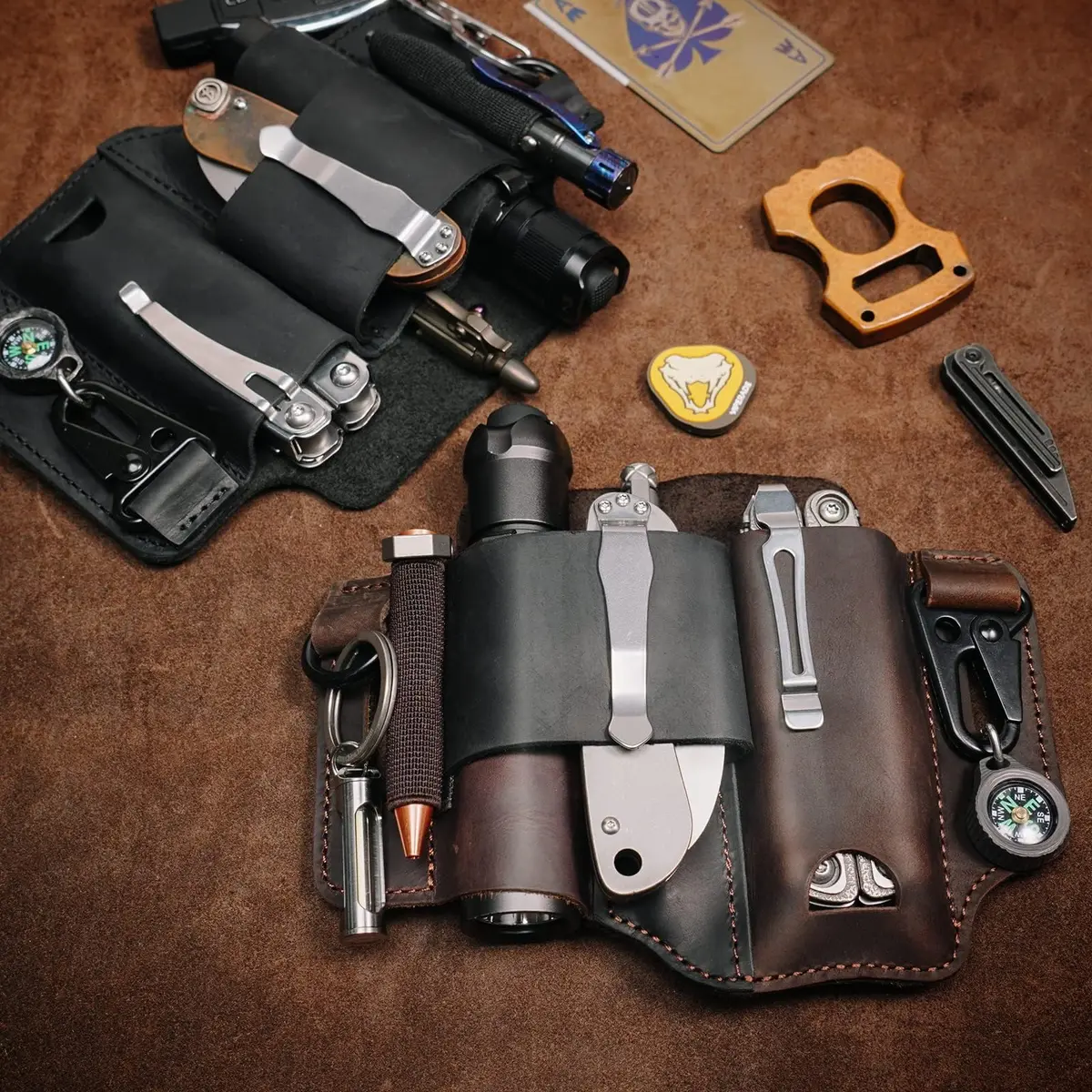Sayram ST1 Leather Multitool Sheath, EDC Belt Organizer with Clip Black | Handcrafted Leather, Fits Most Multitools & Belts - view 6