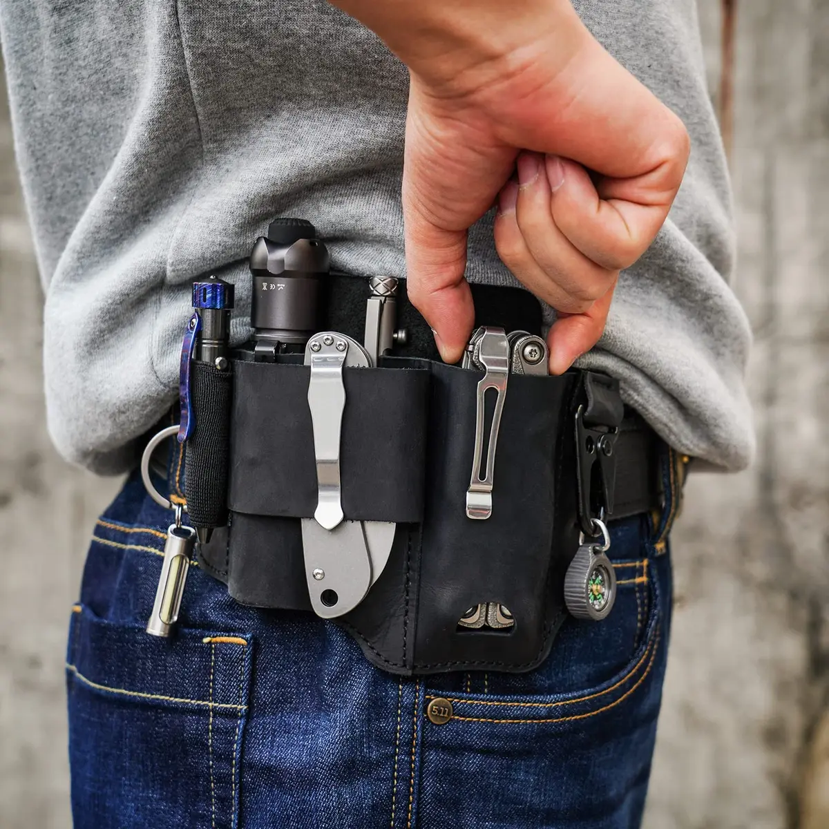 Sayram ST1 Leather Multitool Sheath, EDC Belt Organizer with Clip Black | Handcrafted Leather, Fits Most Multitools & Belts - view 2