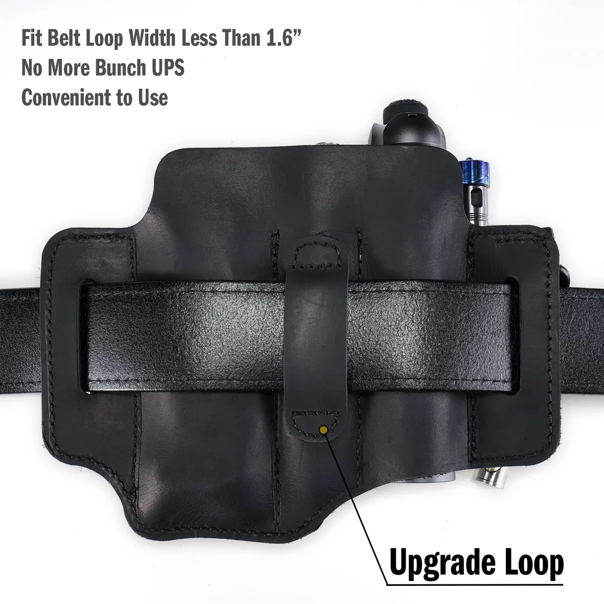 Sayram ST1 Leather Multitool Sheath, EDC Belt Organizer with Clip Black | Handcrafted Leather, Fits Most Multitools & Belts - view 3