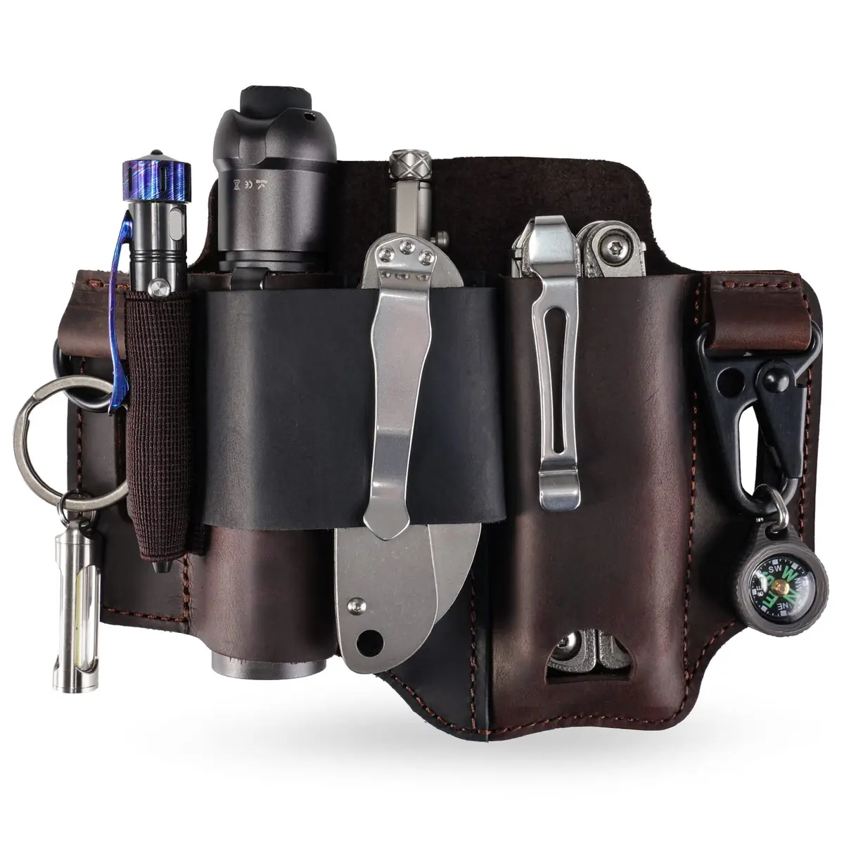 Sayram ST1 Leather Multitool Sheath with Clip, 100g (3.5oz) | EDC Belt Organizer for Leatherman Tools, Pen, Keychain - main product image