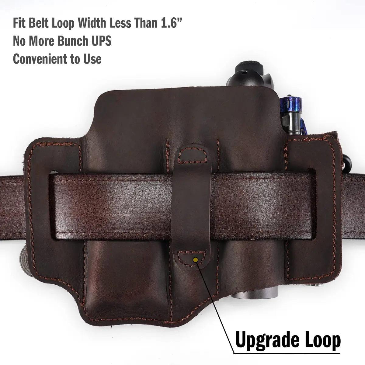 Sayram ST1 Leather Multitool Sheath with Clip, 100g (3.5oz) | EDC Belt Organizer for Leatherman Tools, Pen, Keychain - view 3