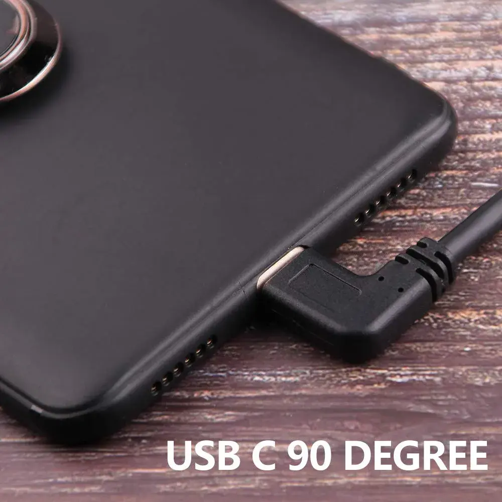 Oxsubor USB C 90 Degree Right Angle Cable Extension USB 3.0 Type c Cable Left Angle Male (25cm / 9.8in, Black, 2-Pack) - view 5
