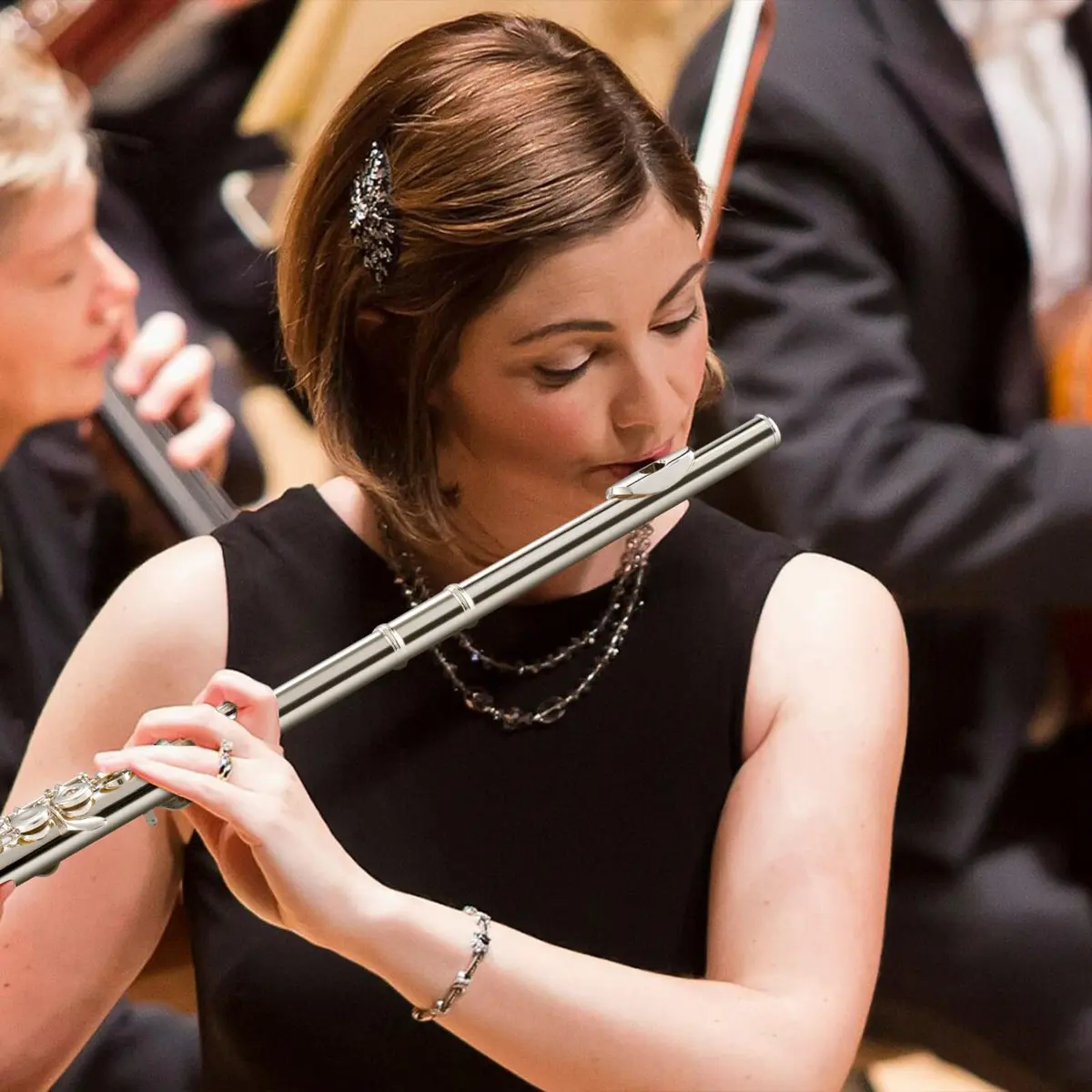 POGOLAB Open Hole C Flute 16 Keys Silver Plated Beginner & Advanced with Carry Bag - view 7