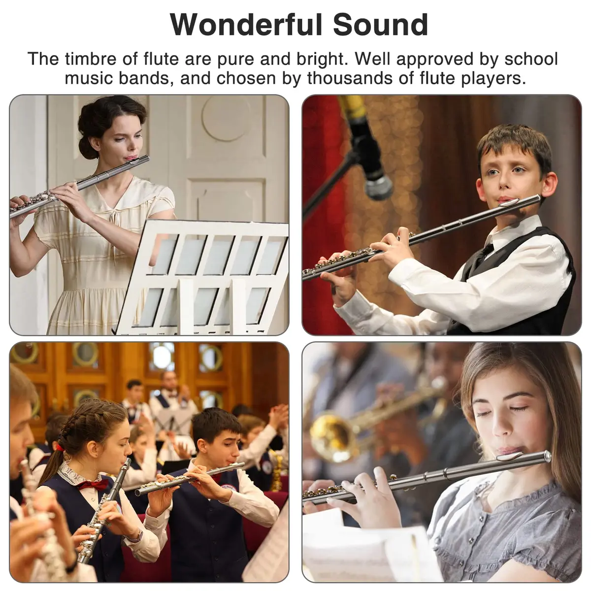 POGOLAB Closed Hole C 16 Keys Flute for Student Beginners | Nickel Plated, Easy to Play, with Accessories - view 6