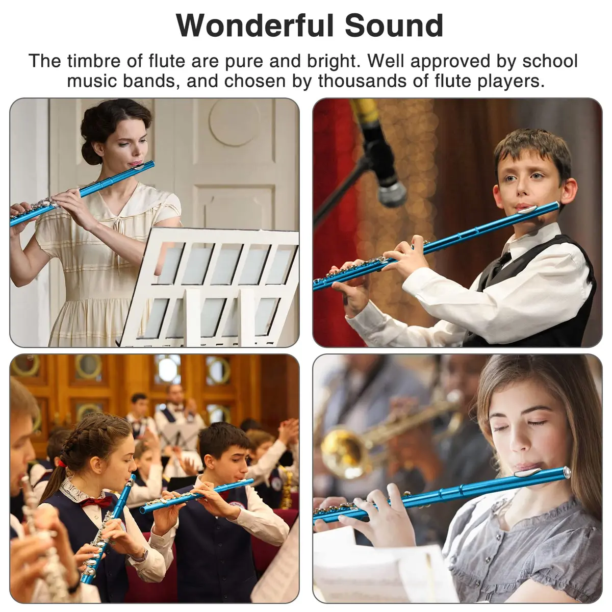 POGOLAB Flutes, Closed Hole C 16 Keys Flute for Beginners, Sky Blue | Student Brass & Woodwind Instrument - view 6
