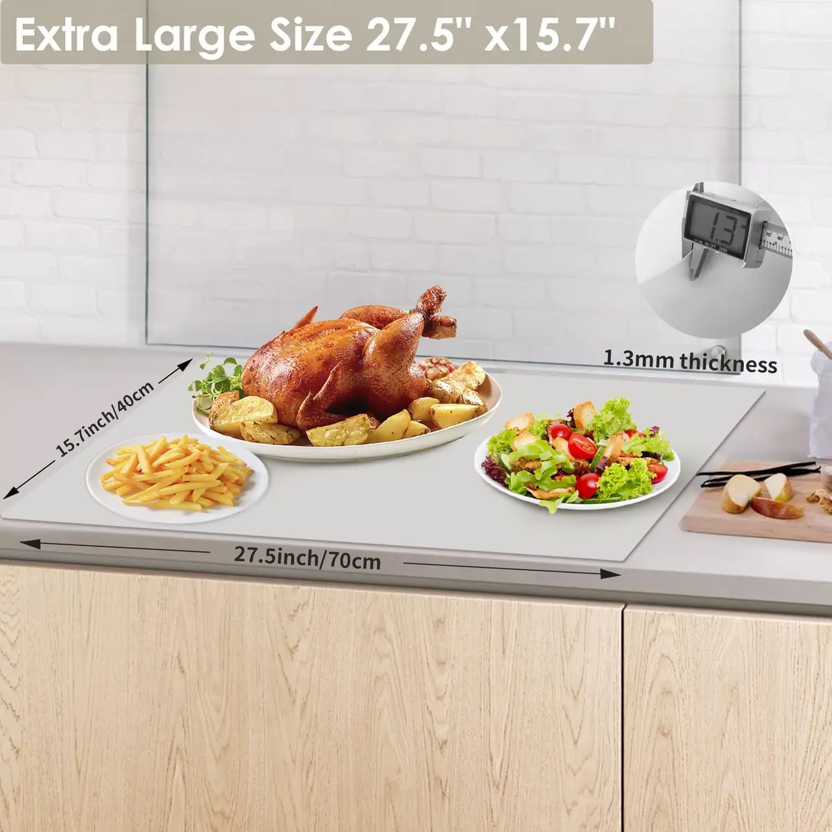 QPIX DIGITAL Extra Large Silicone Table Mat 70cm x 50cm | Food-Grade BPA-Free Protector - view 7