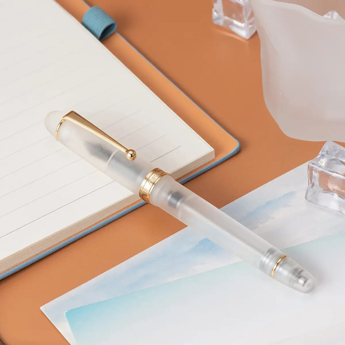 Asvine V126 Vacuum Filling Fountain Pen Extra Fine Nib, Frosted Clear Acrylic, 14.8cm (5.83in) | Smooth Writer - view 3