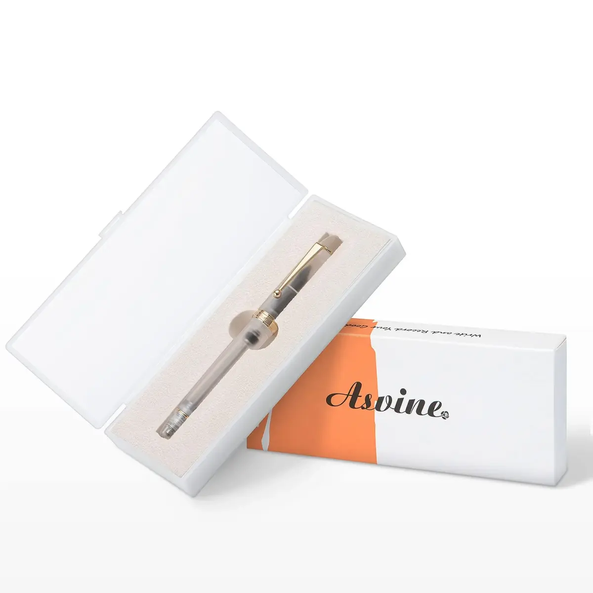 Asvine V126 Vacuum Filling Fountain Pen Medium Nib, Frosted Clear Acrylic, 14.8cm (5.8in) | Smooth Writing Instrument - view 5