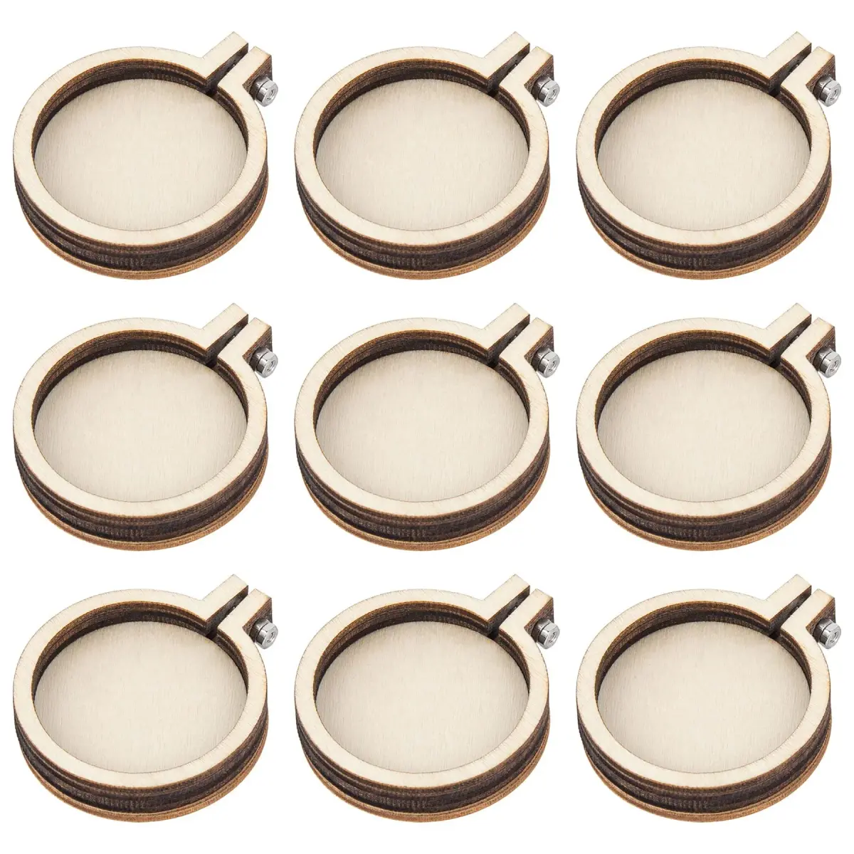 Framendino Mini Embroidery Hoop Wood Ring 4.8 cm (1.9"x1.6") | DIY Pendant Frame Craft Set of 10 - main product image