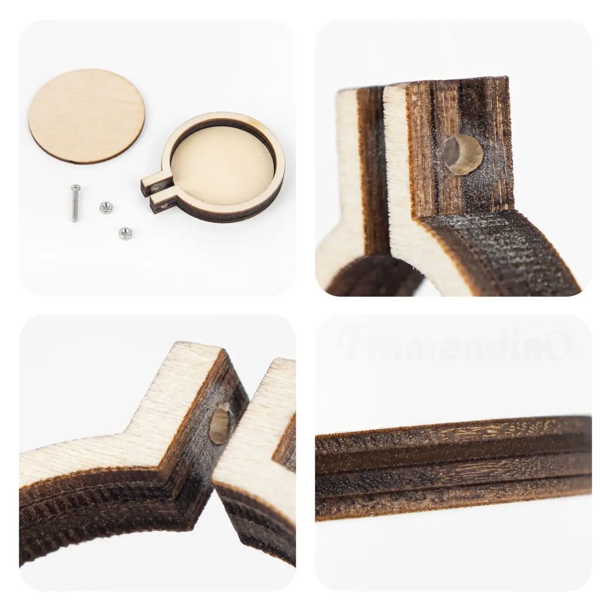 Framendino Mini Embroidery Hoop Wood Ring 4.8 cm (1.9"x1.6") | DIY Pendant Frame Craft Set of 10 - view 7