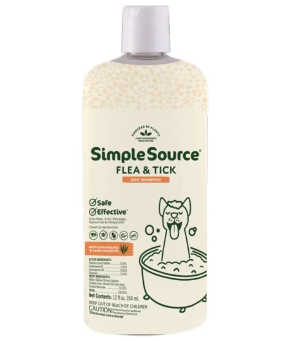 SimpleSource Flea & Tick Shampoo for Dogs 12oz | Plant-Powered Flea & Tick Control - main product image