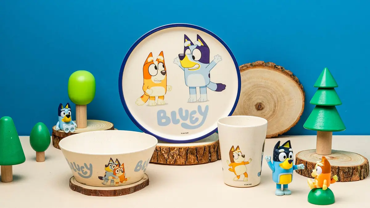 Zak Designs Bluey Kids Dinnerware Set 3 Pieces | Durable Melamine Bamboo Plate, Bowl & Tumbler for Family Meals - view 6