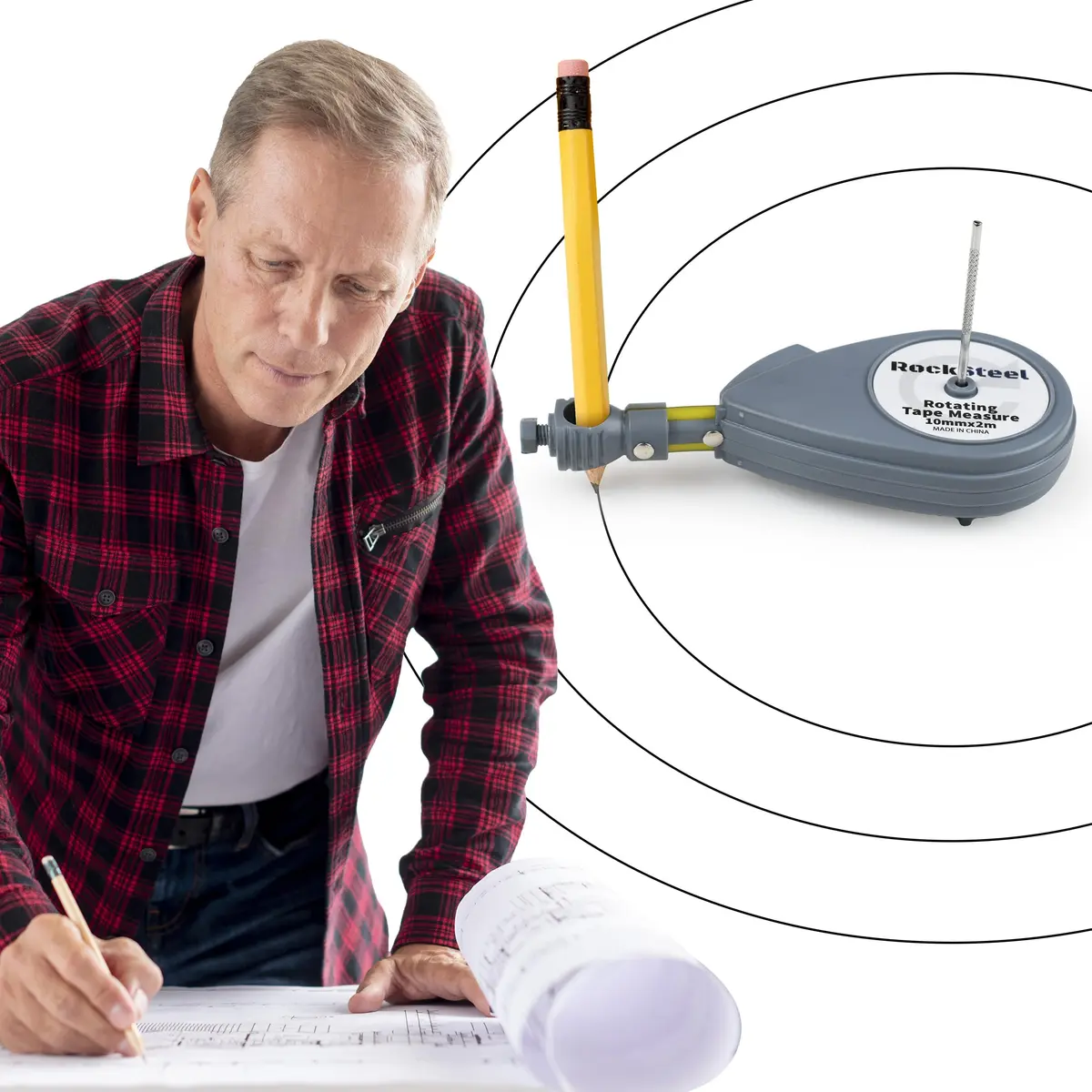 Rocksteel Roto Tape Compass | Circle Drawing & Straight Edge Tool, 5" | Accurate, Portable, Versatile - main product image