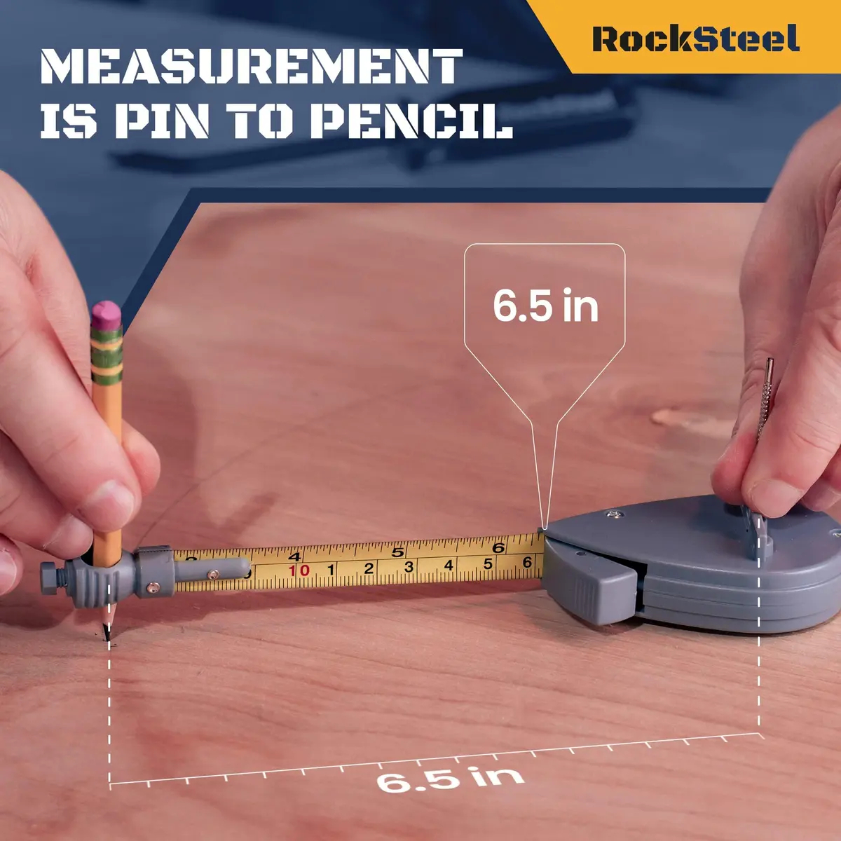 Rocksteel Roto Tape Compass | Circle Drawing & Straight Edge Tool, 5" | Accurate, Portable, Versatile - view 2