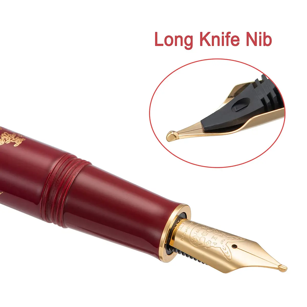 HONG DIAN N23 Red Rabbit Fountain Pen Long Blade Medium Nib Gold Trim | Smooth Writing Instrument - view 2