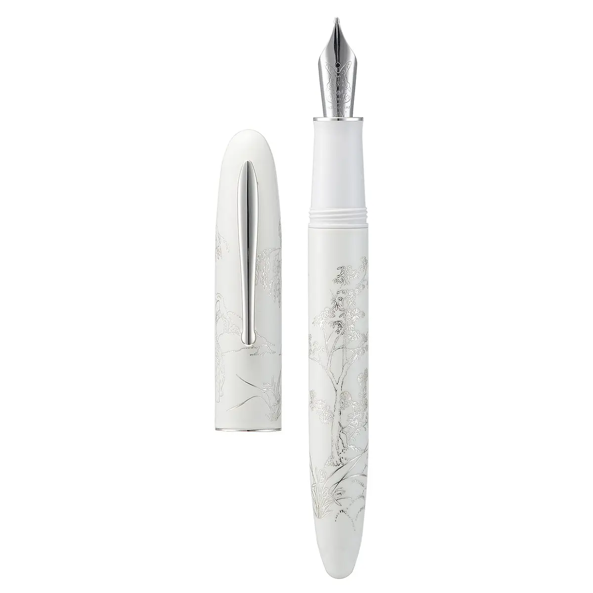 HONG DIAN N23 White Rabbit Fountain Pen, Long Blade Medium Nib Silver Trim, Metal Body, 141mm (5.55 inches) | Smooth Writing Instrument for Students & Professionals - main product image