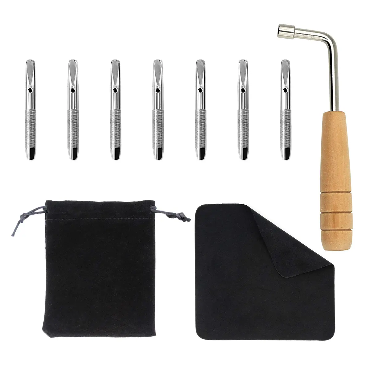 INKNOTE 7 Pcs Tuning Pin Set with L-Shape Wrench & Gooseneck Hammer Lever, 1.47 inch Tuning Pins (Set of 7) | Essential Harp Maintenance Tool - main product image