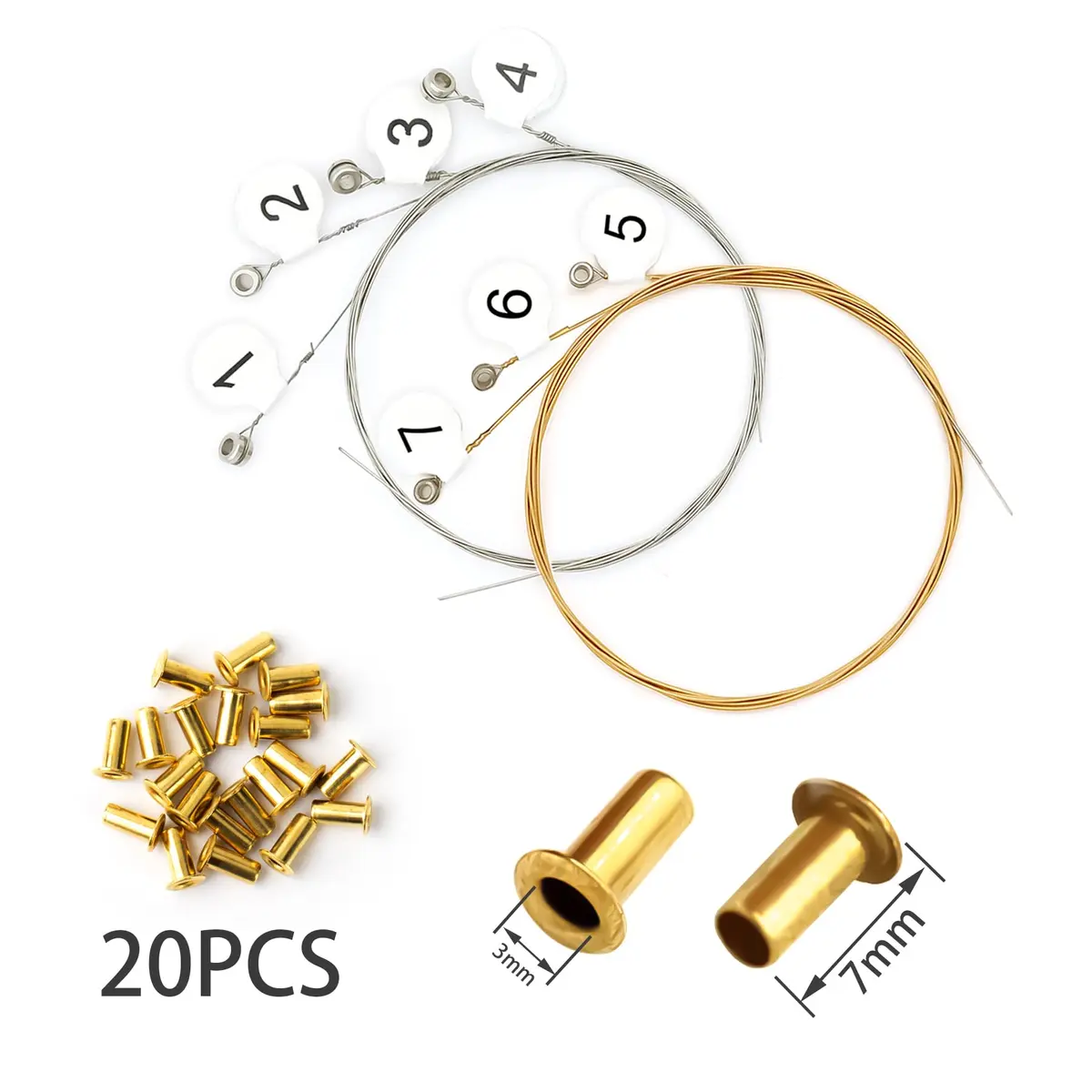 INKNOTE 7 Lyre Harp Replacement Metal Strings with 20 Rivets | Brass Plated Metal - view 6