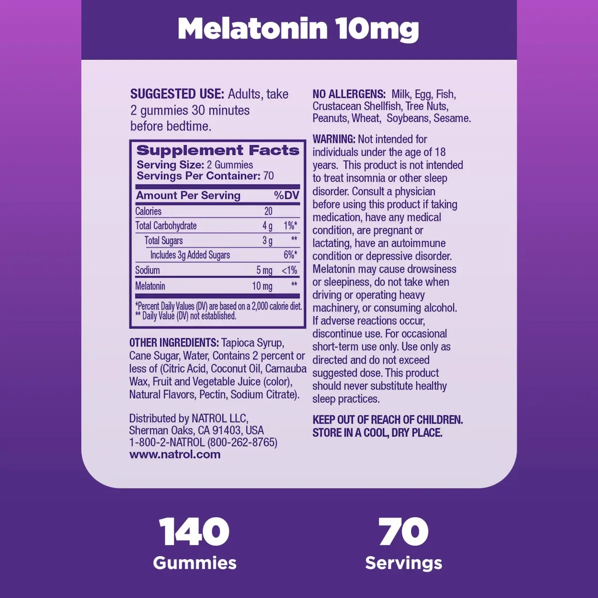 Natrol 10mg Melatonin Gummies Strawberry 140 Count (1680 Gummies Total) | Sleep Support for Adults - view 6