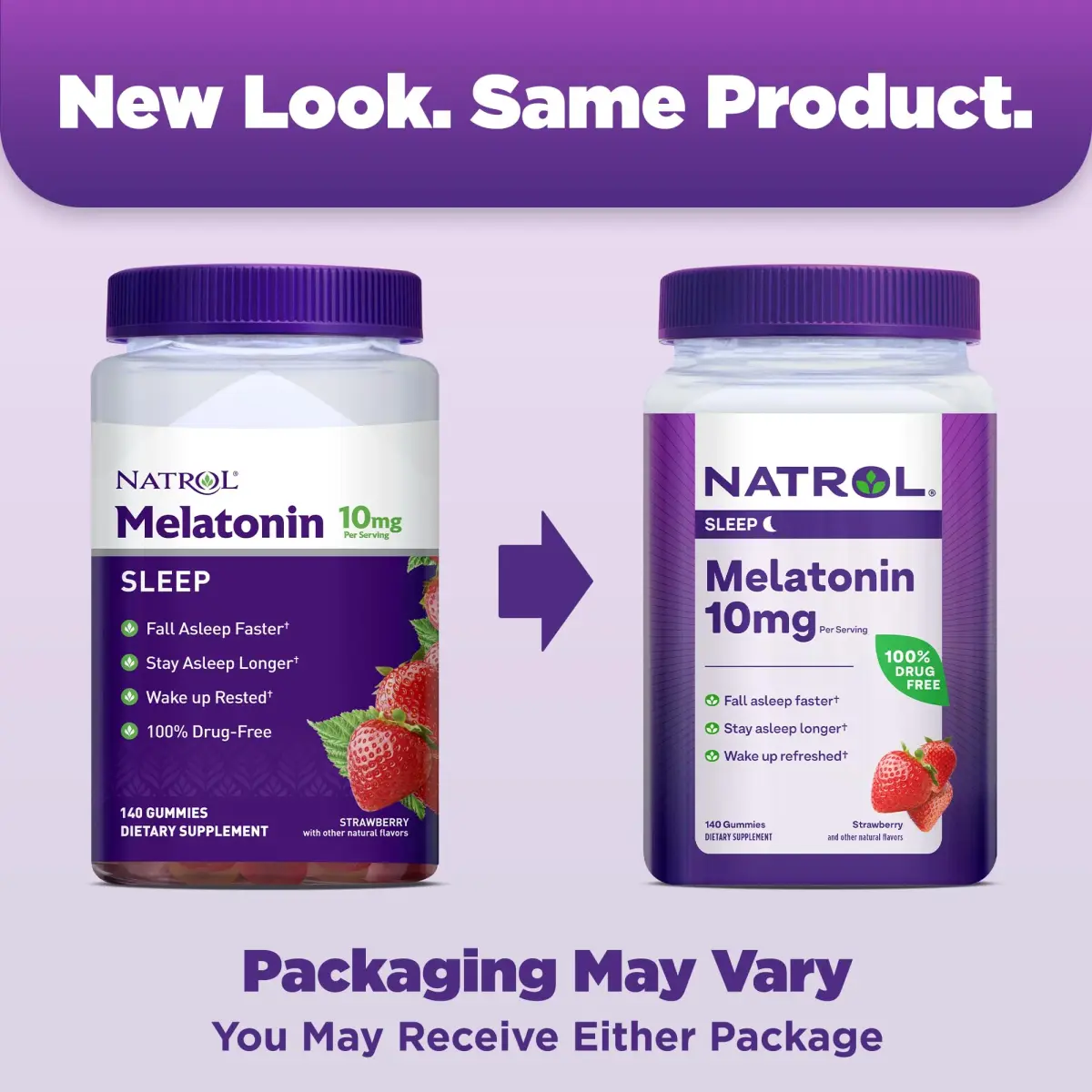 Natrol 10mg Melatonin Gummies Strawberry 140 Count (1680 Gummies Total) | Sleep Support for Adults - view 2