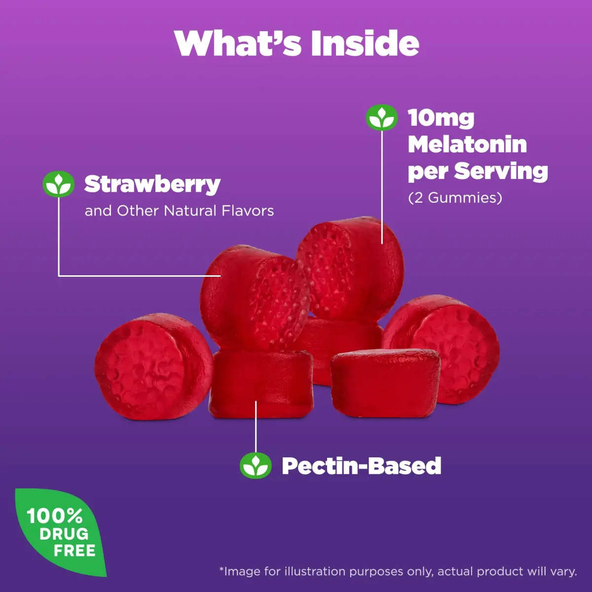 Natrol 10mg Melatonin Gummies Strawberry 140 Count (1680 Gummies Total) | Sleep Support for Adults - view 3