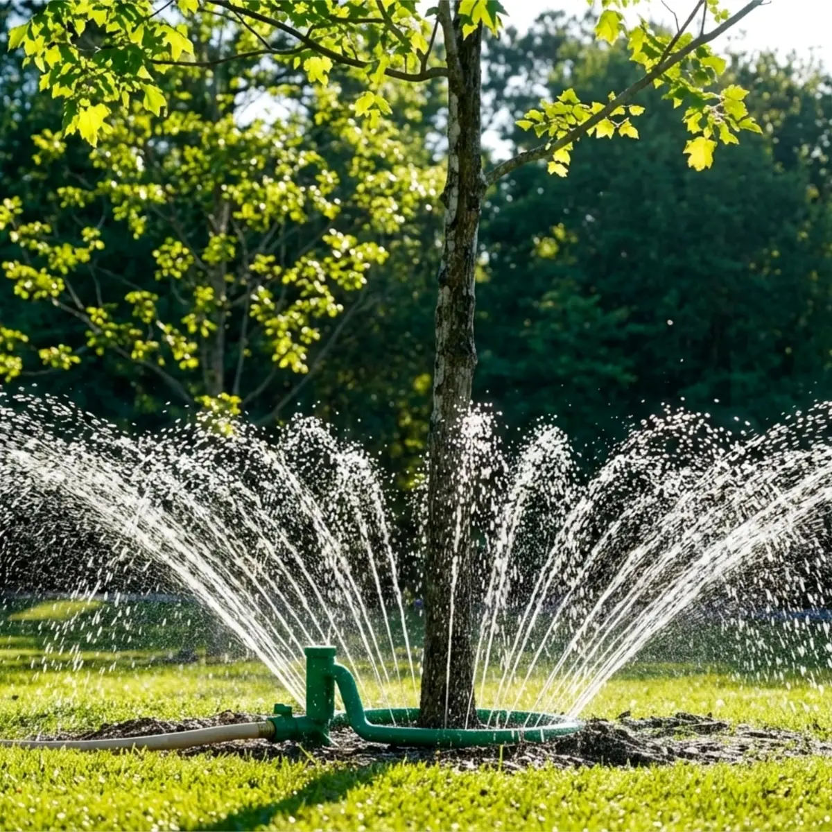 Tree Hugger Sprinkler 360° Outward Spray Tree Watering Ring 7 Inch | Targeted Root Zone Hydration for Trees - main product image
