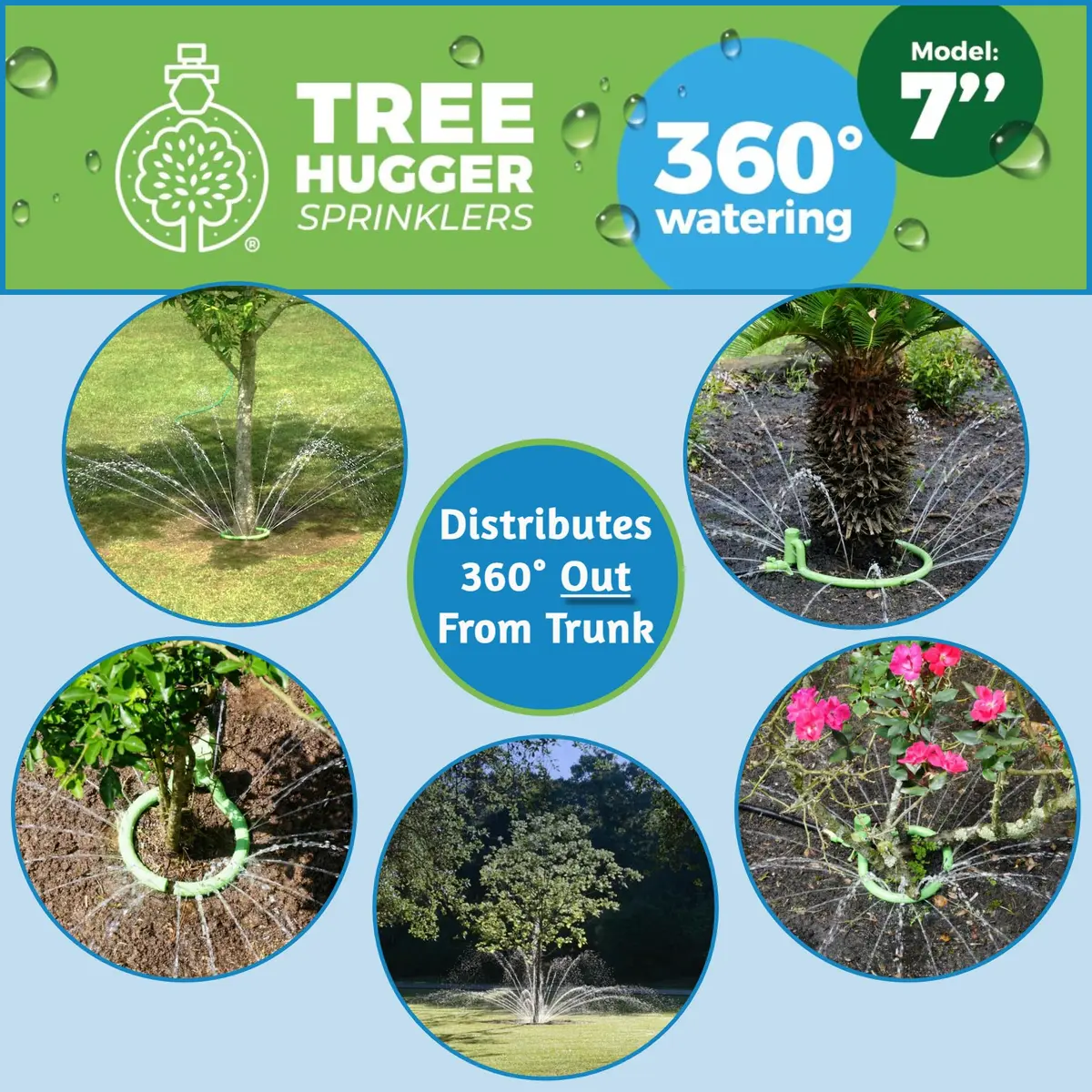 Tree Hugger Sprinkler 360° Outward Spray Tree Watering Ring 7 Inch | Targeted Root Zone Hydration for Trees - view 2