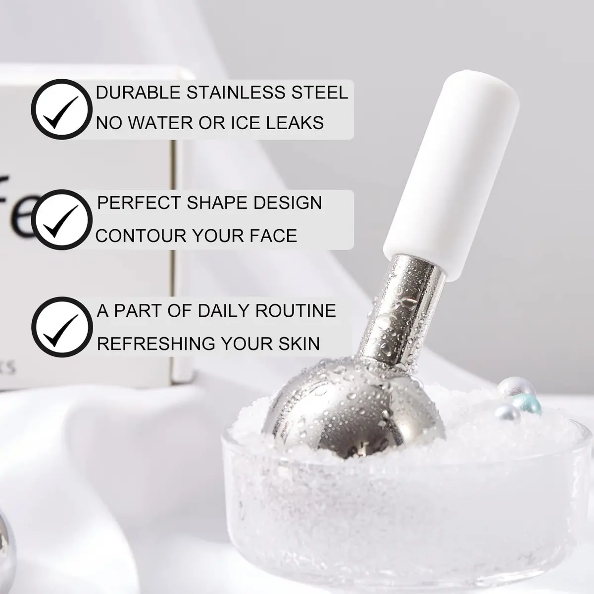 pfefe Ice Globes for Face & Eyes, Unbreakable Stainless Steel Cryo Sticks 2-Pack | Soothe Puffiness & Headaches - view 2
