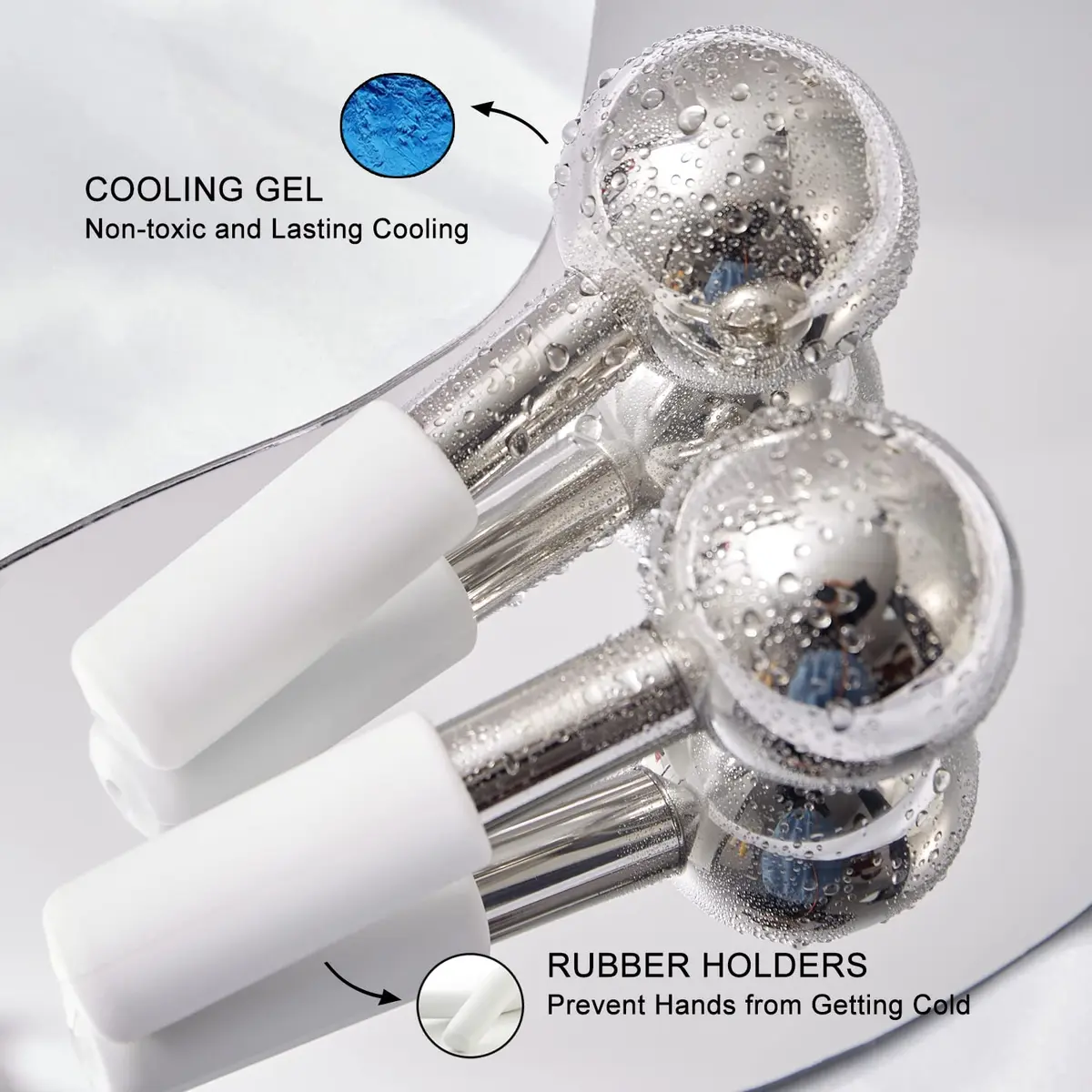 pfefe Ice Globes for Face & Eyes, Unbreakable Stainless Steel Cryo Sticks 2-Pack | Soothe Puffiness & Headaches - view 3