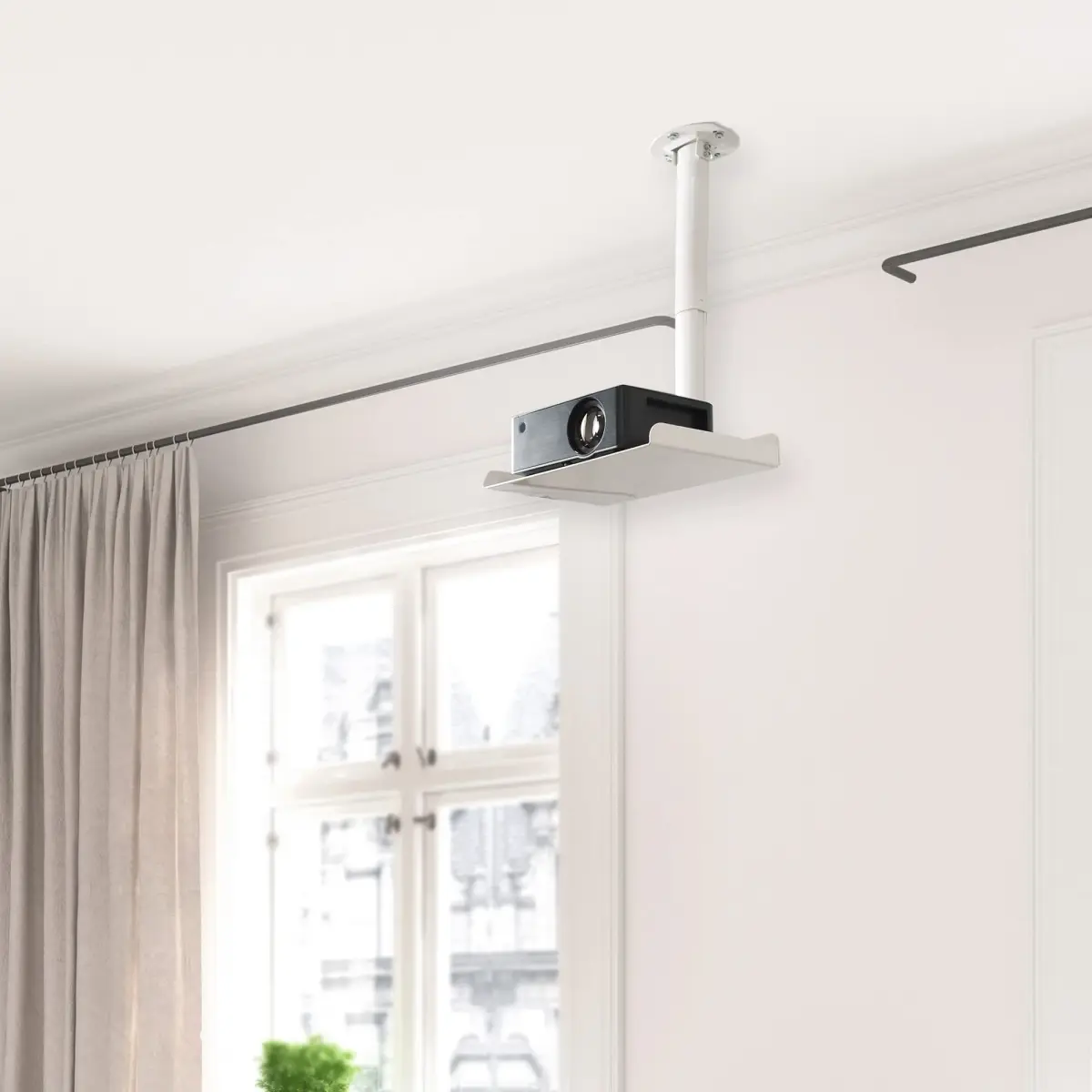 VIVO Universal Ceiling Extending Projector Tray Mount, Height Adjustable Projection 37.2cm (14.6in) | No Hole Installation - view 2