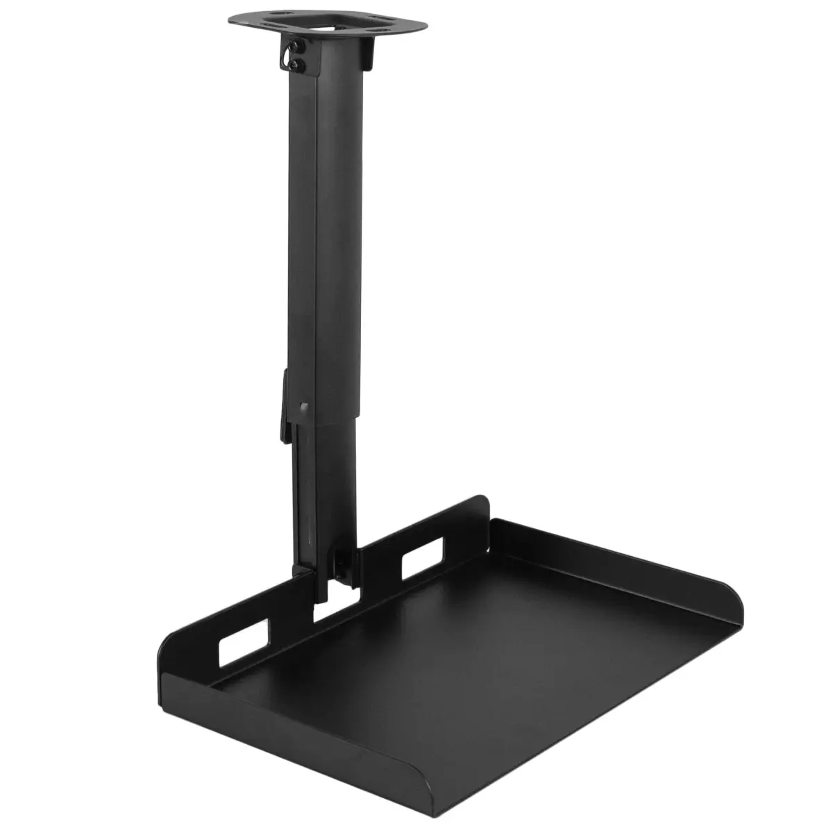 VIVO Universal Extending Ceiling Projector Tray Mount Black | Height Adjustable Projection, No Hole Installation, Hidden Cable Routing (13.8" x 8.7" Tray, 11 lb Capacity) - main product image