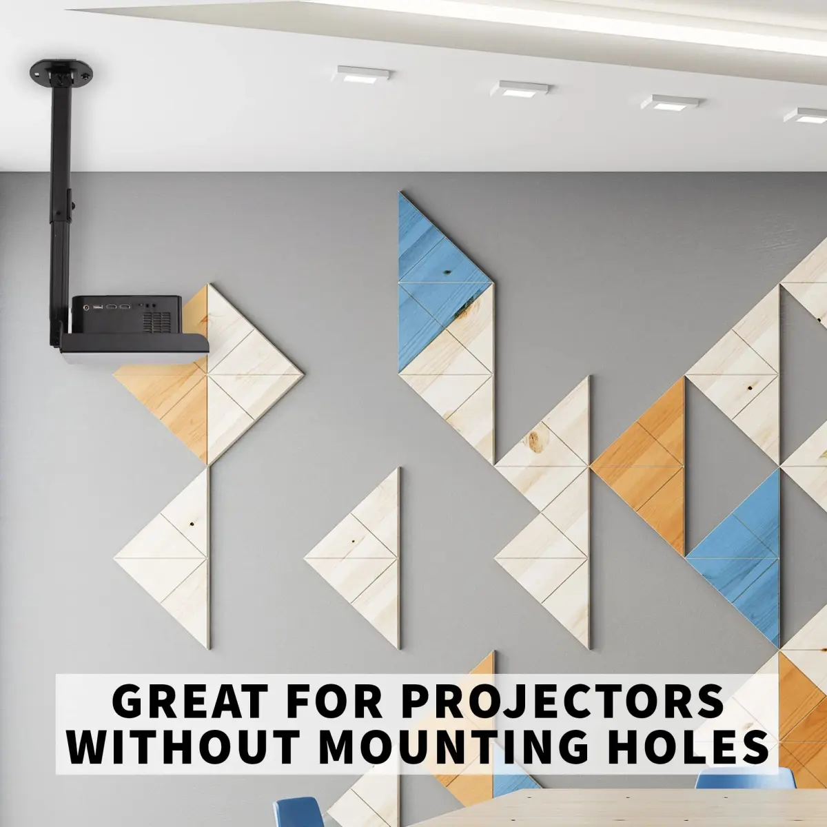 VIVO Universal Extending Ceiling Projector Tray Mount Black | Height Adjustable Projection, No Hole Installation, Hidden Cable Routing (13.8" x 8.7" Tray, 11 lb Capacity) - view 6