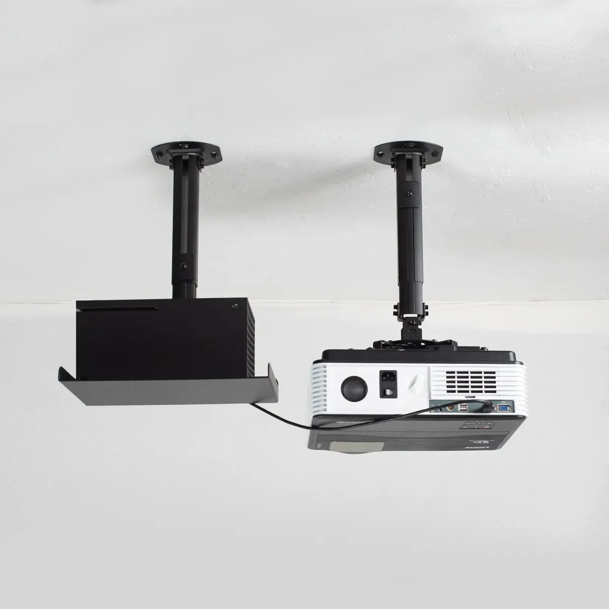 VIVO Universal Extending Ceiling Projector Tray Mount Black | Height Adjustable Projection, No Hole Installation, Hidden Cable Routing (13.8" x 8.7" Tray, 11 lb Capacity) - view 7
