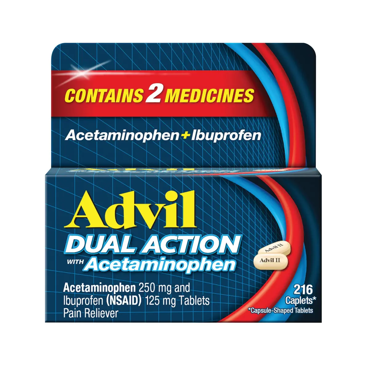 HALEON Advil Dual Action Caplets 216 | 8-Hour Pain Relief with Ibuprofen & Acetaminophen - main product image