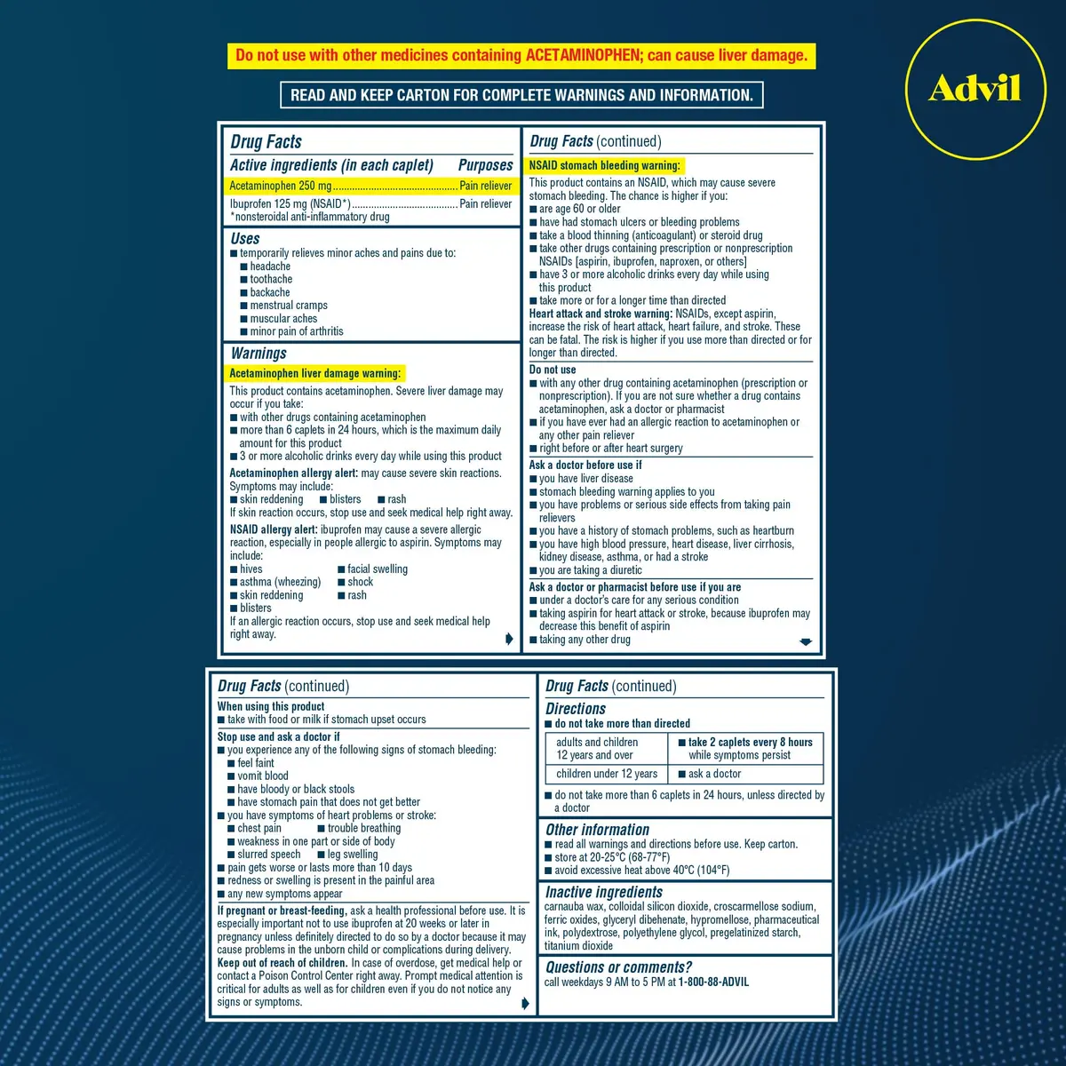 HALEON Advil Dual Action Caplets 216 | 8-Hour Pain Relief with Ibuprofen & Acetaminophen - view 9