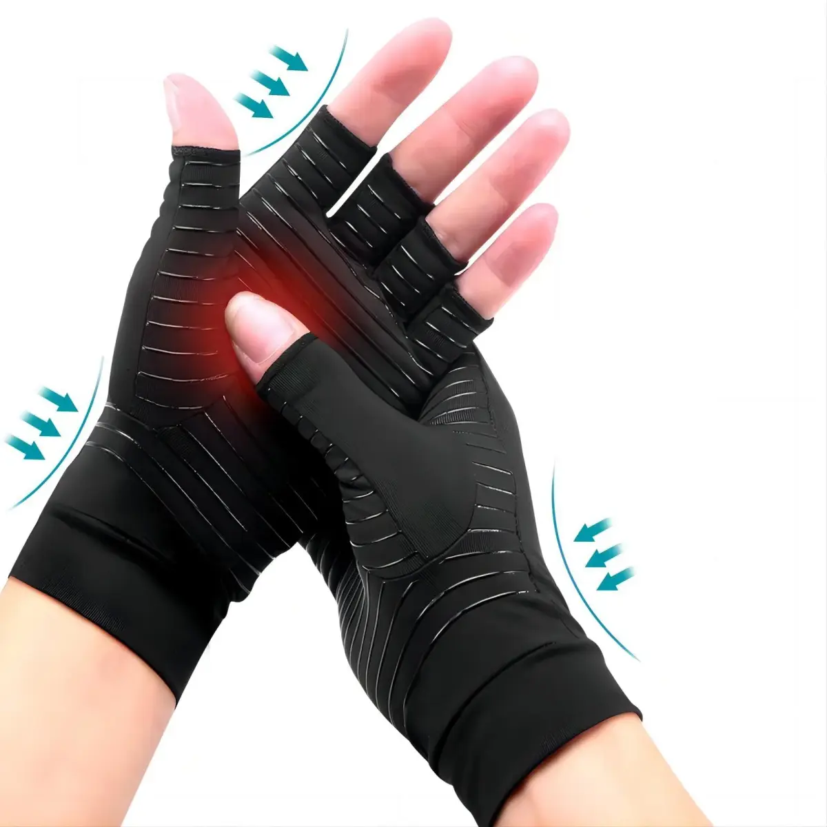 Ricbestlab Copper Arthritis Gloves X-Large | Fingerless Support for Hand Pain Relief - main product image