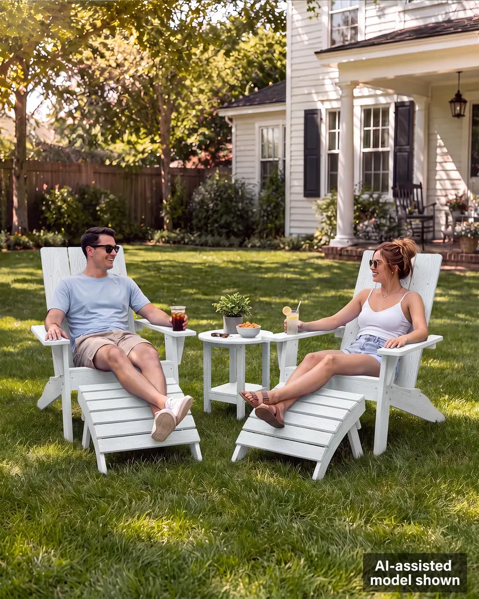 MXIMU Folding Adirondack Ottoman Set of 2 | Stable, Weatherproof, Easy Assembly, 350 lbs Support - view 9