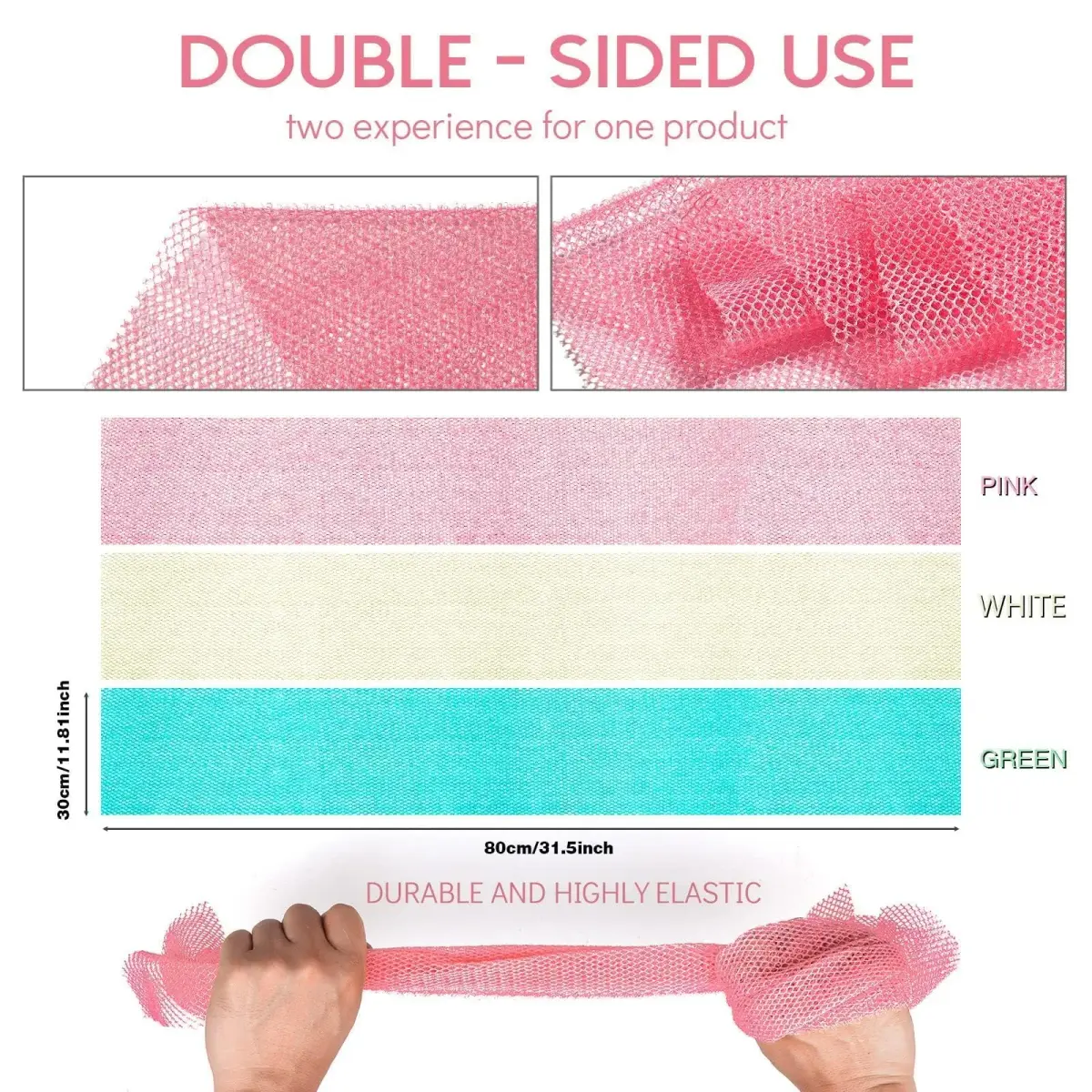 UJFQBH African Net Sponge 3 Pack - Pink, Green, Off-White | Deep Cleansing & Gentle Exfoliation - view 3