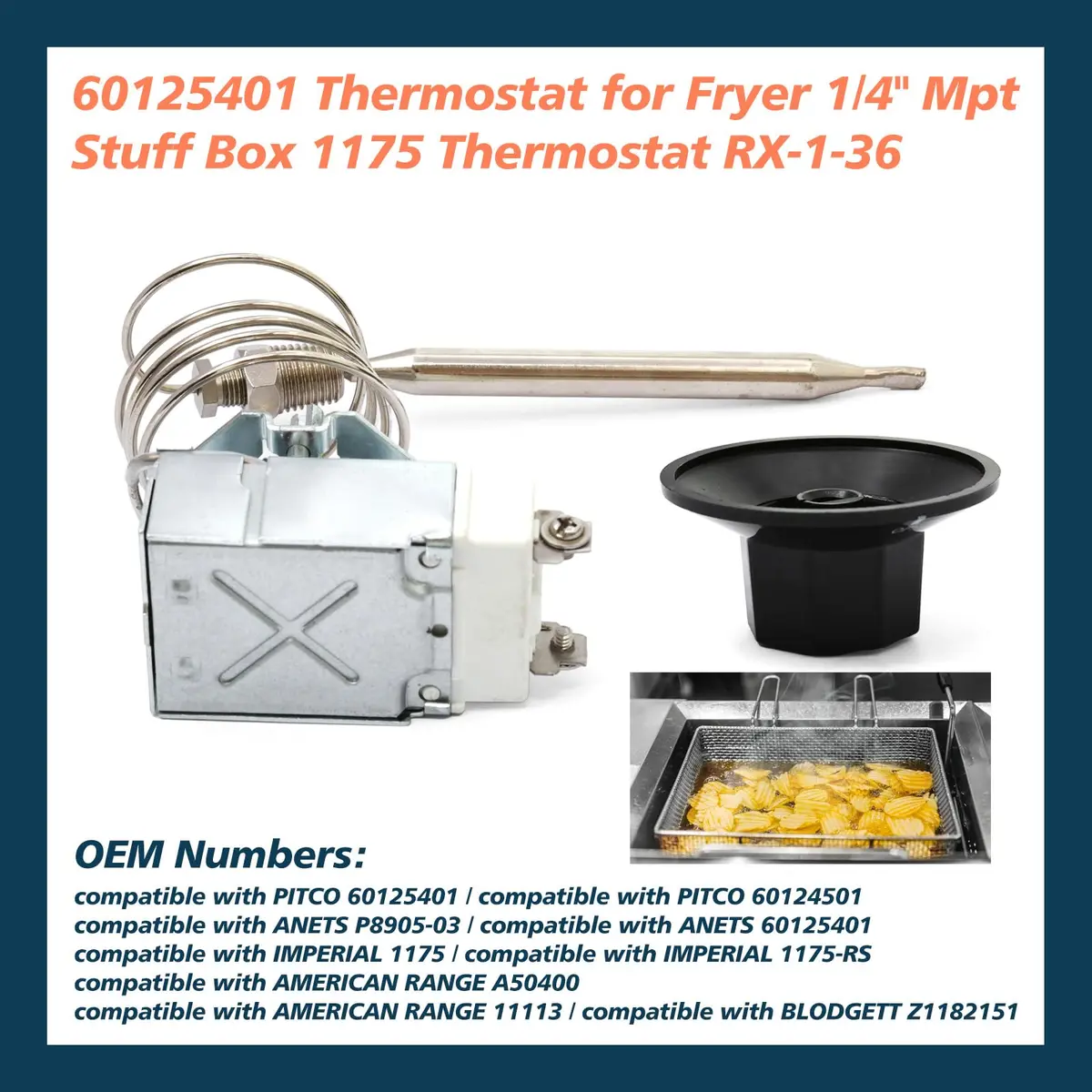 Lisnhlin Thermostat RX-1-36 for Fryer 1/4" Mpt Stuff Box | Deep Fryer 200-400°F - view 3