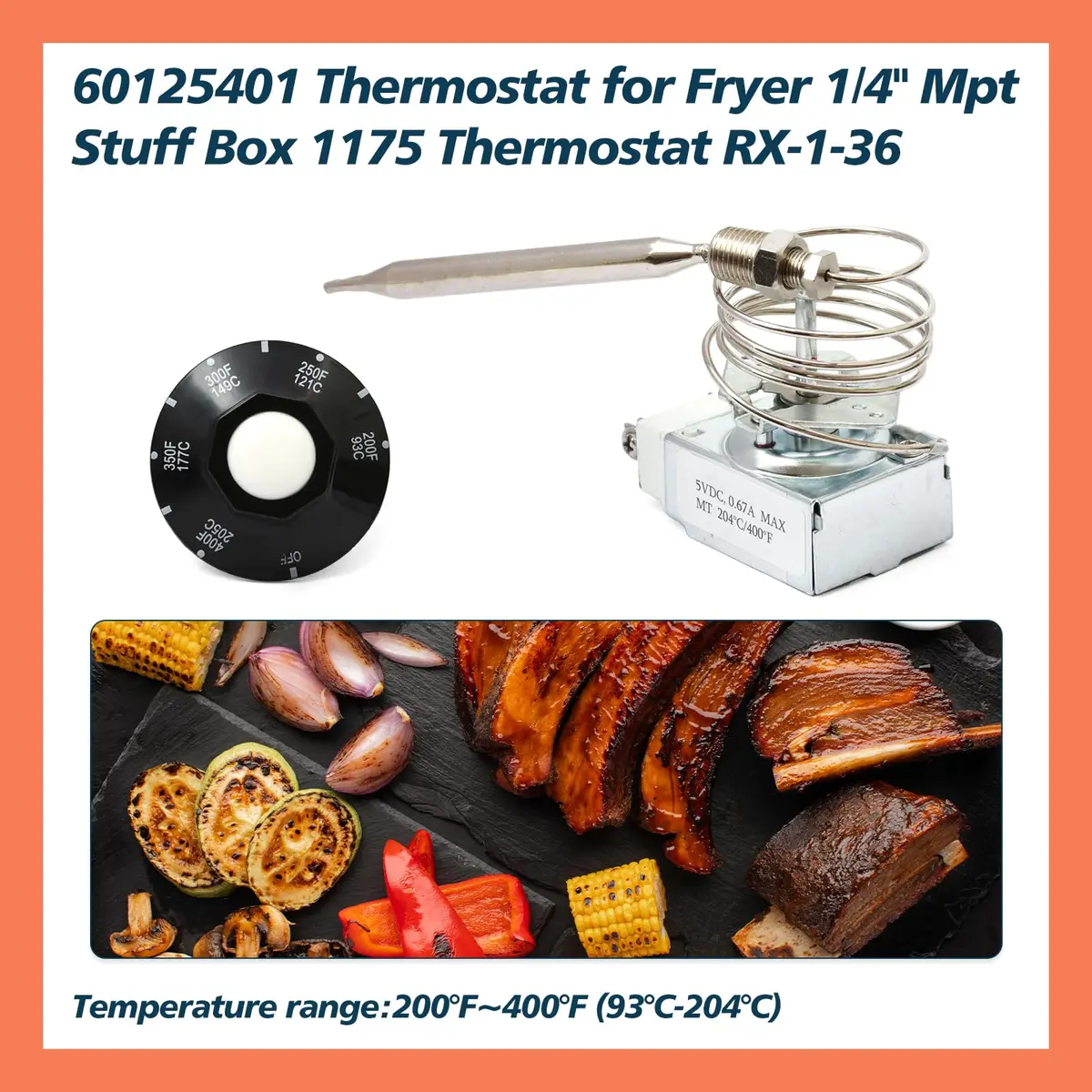Lisnhlin Thermostat RX-1-36 for Fryer 1/4" Mpt Stuff Box | Deep Fryer 200-400°F - view 4