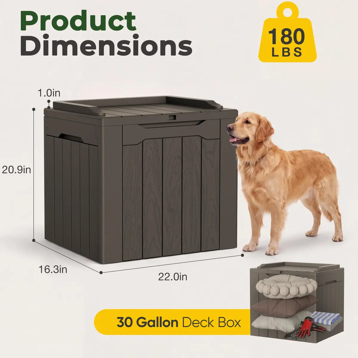 Flamaker Deck Box 31 Gallon Waterproof Resin Storage Box with Lid | Lockable, UV Resistant, Lightweight - view 5