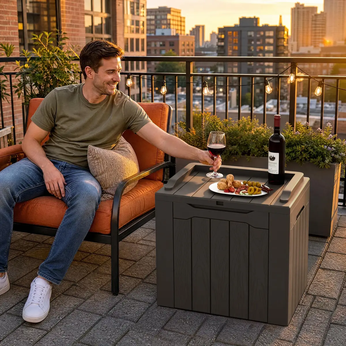 Flamaker Deck Box 31 Gallon Waterproof Resin Storage Box with Lid | Lockable, UV Resistant, Lightweight - view 4