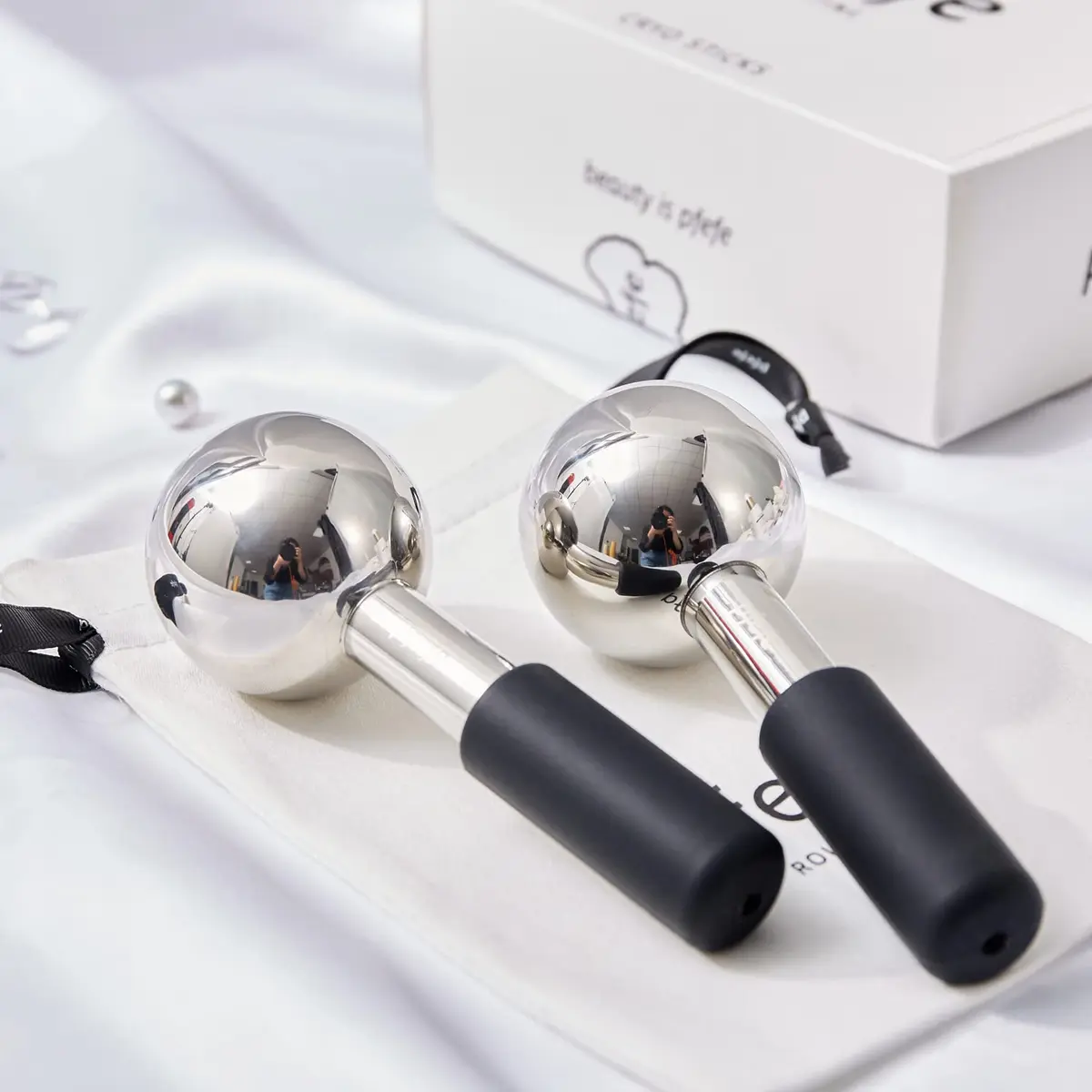 pfefe Stainless Steel Ice Globes for Face & Eyes, 2-Pack | Cooling Roller for Puffiness, Wrinkles, Headaches - view 6