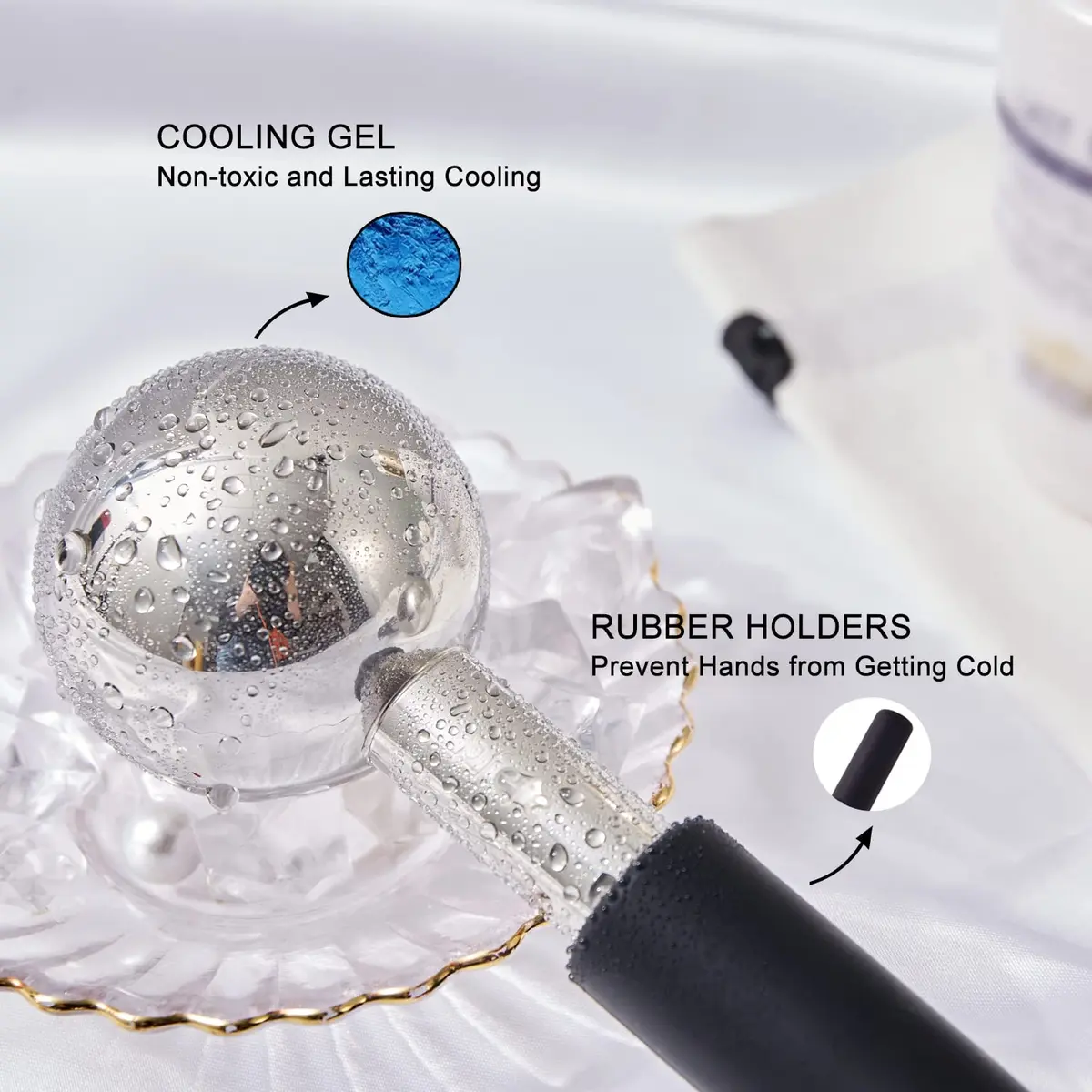 pfefe Stainless Steel Ice Globes for Face & Eyes, 2-Pack | Cooling Roller for Puffiness, Wrinkles, Headaches - view 3