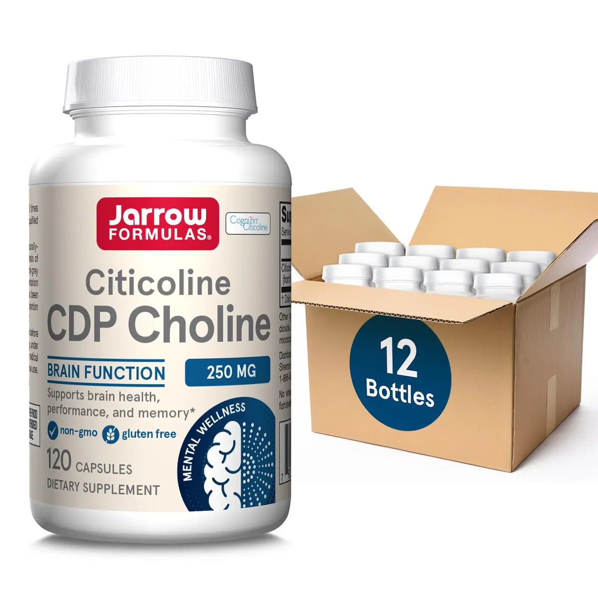 Jarrow Formulas Citicoline CDP Choline 250 MG Capsules (1440 Count, 250 mg) | Supports Brain Health, Performance & Memory - main product image