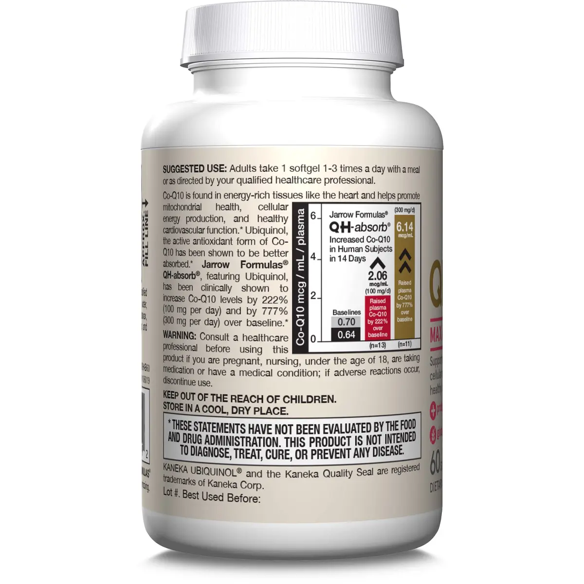 Jarrow Formulas QH-Absorb Ubiquinol 100 mg | Supports Heart & Mitochondrial Health (120 Softgels) - view 7